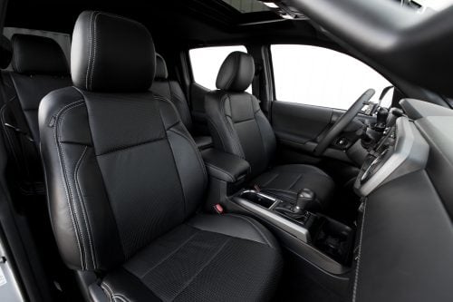 Black Toyota Tacoma leather seats with Grey perforation