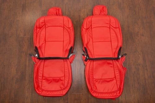 Jeep JL Wrangler Bright Red leather seat upholstery kit with black stitching