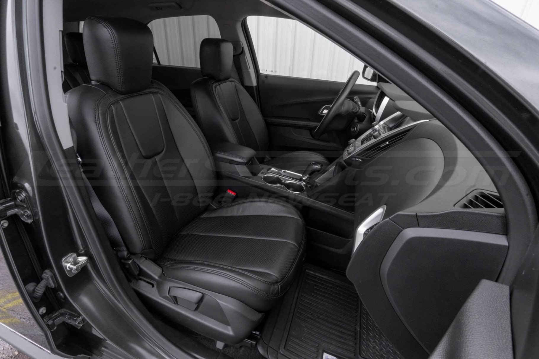 Chevrolet Equinox custom black leather seats installed- front passenger