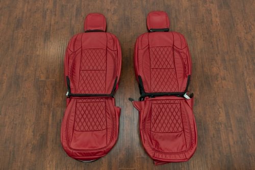 Cardinal Red Diamond stitched jeep wrangler leather seat uphosltery kit