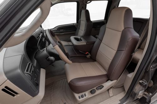 2002-2010 Ford SuperDuty coffee and adobe installed custom leather seat covers
