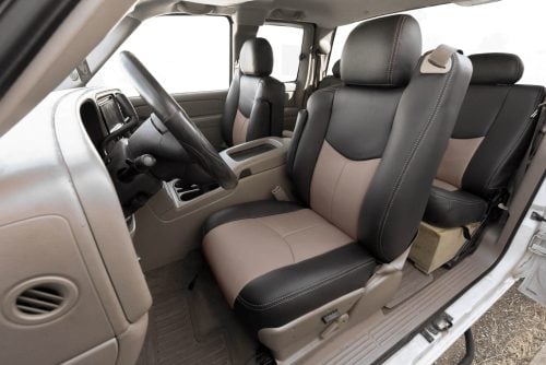 2003-2007 GMC Sierra Black and Desert installed leather seat covers