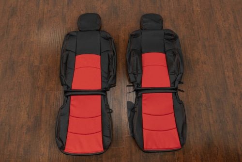 Two-Tone Black and Bright Red replacement leather seat covers for Dodge Ram