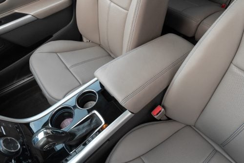 Ford Edge leather console lid cover upholstery installed