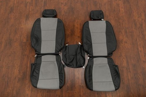 2017-2022 Ford SuperDuty black and stone grey leather seat upholstery kit