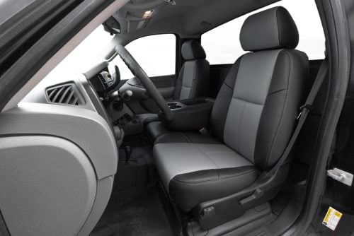 2007-2013 GMC Sierra Regular Cab Black and Light Grey installed leather seats