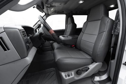 Graphite and Light Grey aftermarket leather seats for Ford SuperDuty