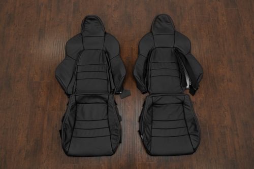 2006-2007 Honda S2000 black replacement leather seat covers with Red stitching