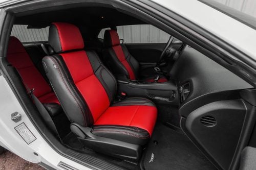 Installed Black and Bright Red custom leather seats for 2015-2023 Dodge Challenger