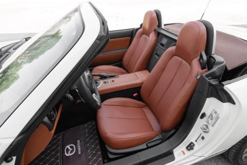 2006-2008 Mazda Miata with custom Mitt Brown leather seats installed