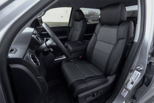 Black and Charcoal installed leather seats for Toyota Tundra
