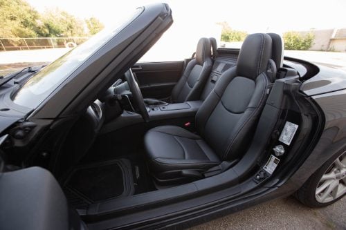 Mazda Miata installed Black leather seats with Silver stitching