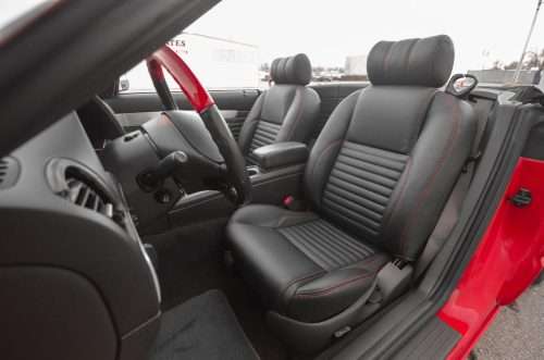 Ford Thunderbird installed black replacement leather seat covers