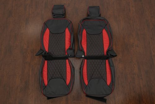 Black and Bright Red Diamond Quilted JK Wrangler Leather Seats