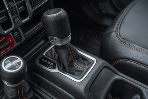Jeep JT Gladiator aftermarket leather shift boot upholstery installed