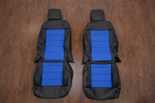 Aftermarket Black and Cobalt blue leather seat upholstery for 2007-2010 Jeep Wrangler