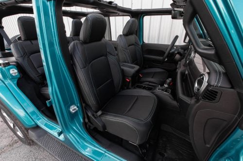 Jeep Wrangler with custom black leather seats - installed- featured image