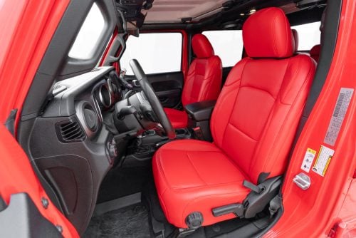 Jeep Gladiator Sport Bright Red leather seats installed