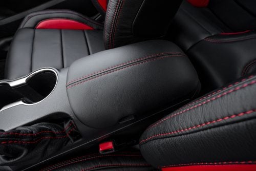 2015-2023 Ford Mustang leather center console lid cover installed