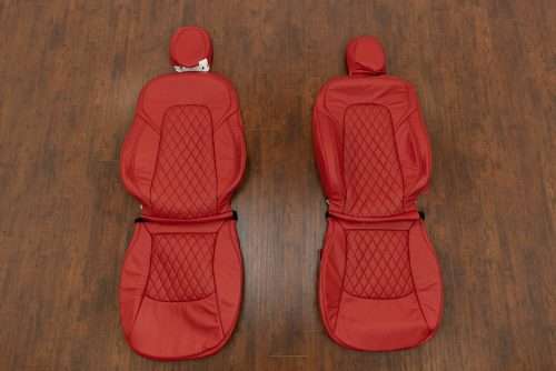 Red Tesla Model y leather seat kit with Single Diamond Quilting