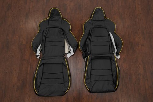 Honda S2000 Black replacement leather seat covers with Velocity Yellow Piping