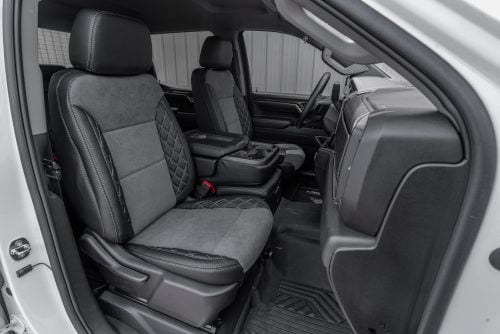 Chevy Silverado installed Diamond Quilted leather seats with Grey suede