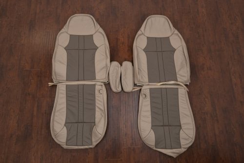 Two-Tone custom Adobe and Driftwood replacement leather seat covers for Ford Excursion