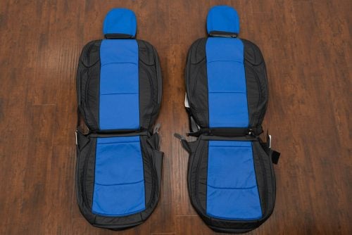 Jeep WranglerJL Sport custom black and cobalt blue leather seat upholstery kit