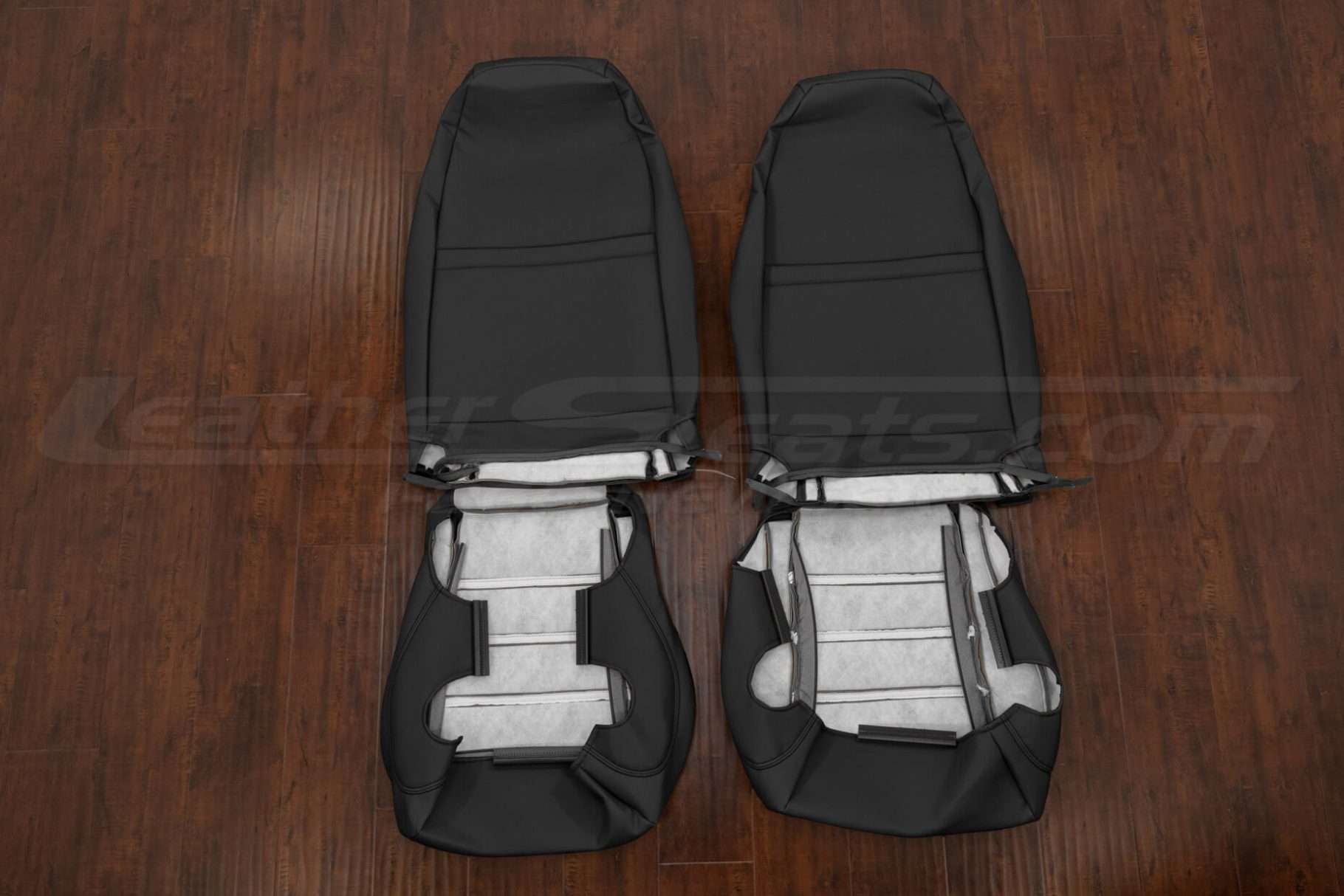 Ford Explorer black leather seat covers flipped