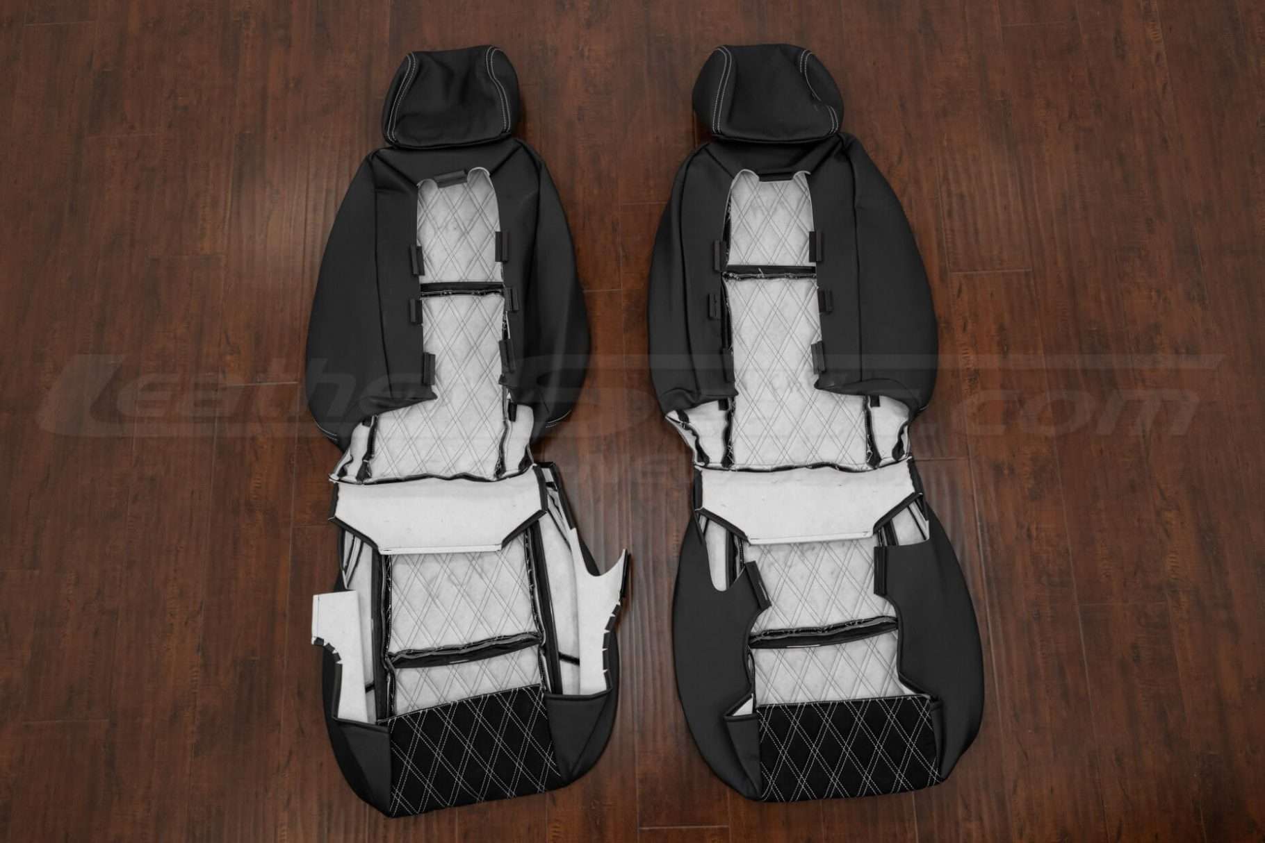 Front seat GMC Sierra leather kit flipped