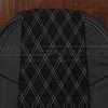 Upper section of Black and Black Suede leather backrest with white stitching