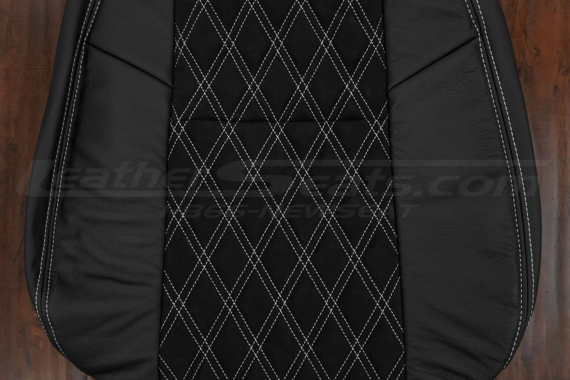 Double Diamond Black Suede section of leather backrest