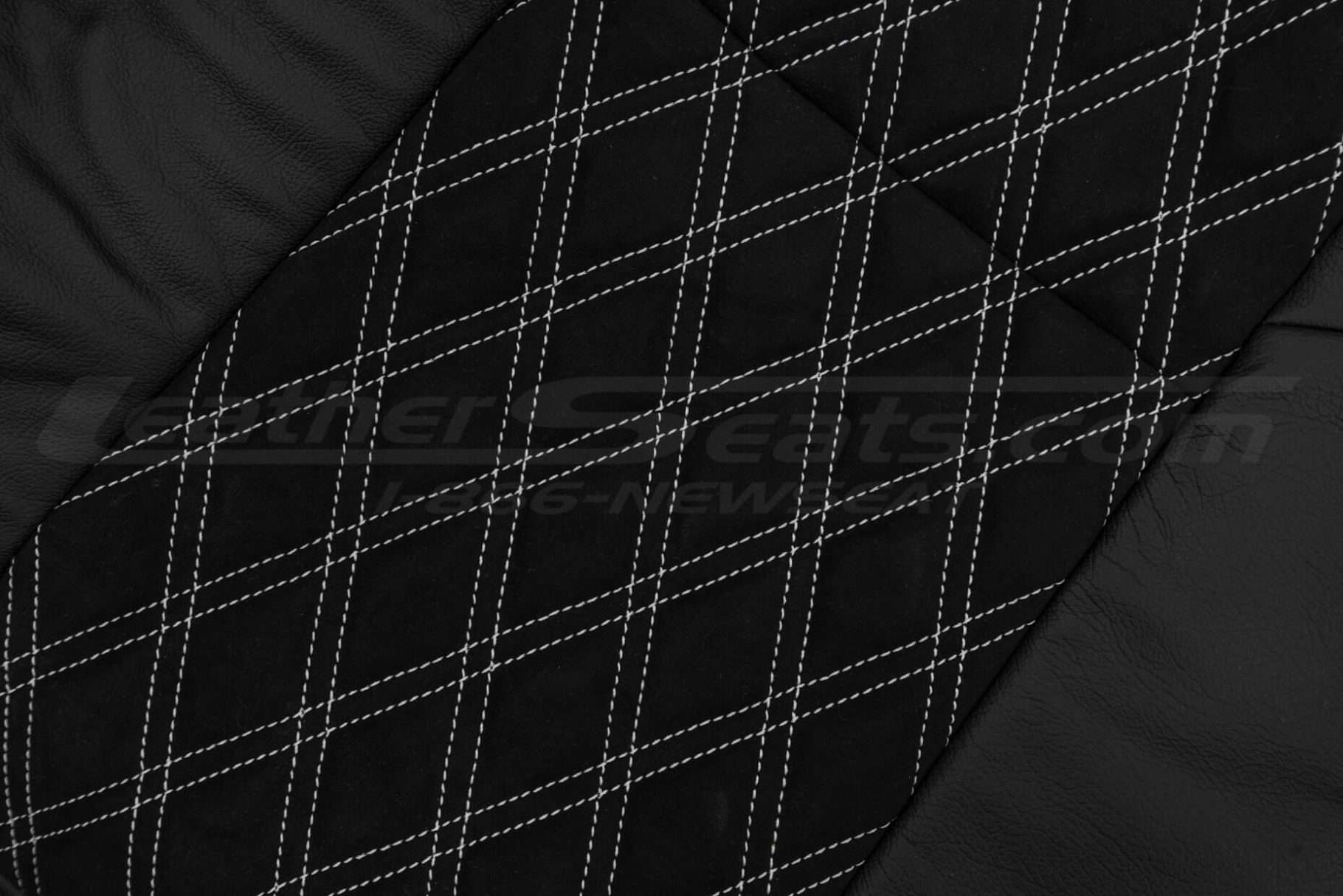 White double-diamond stitching on Black Suede