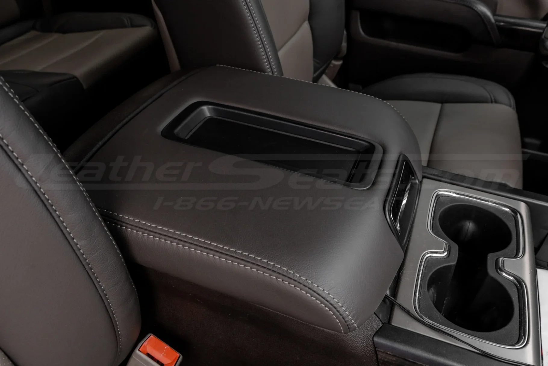 2014-2019 Chevrolet Silverado low back buckets leather center console lid cover upholstery installed