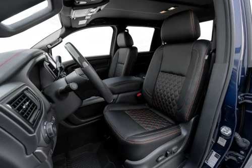 2016-2024 Nissan Titan Diamond Quilted Black leather seats installed