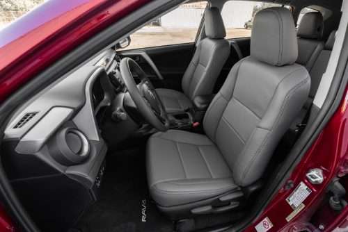 Aftermarket Light Grey leather seats installed in Toyota RAV4