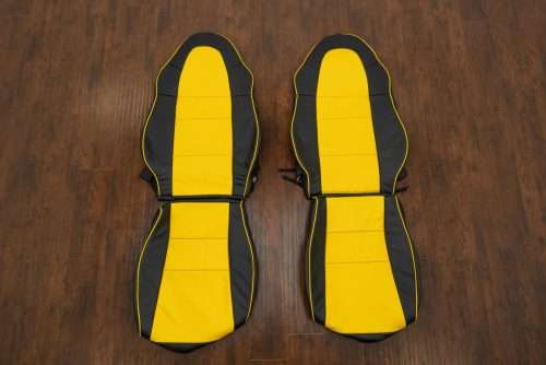 Black and Velocity Yellow custom leather seat kit Toyota MR-2