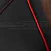 Bright Red Piping on contrasting Black leather