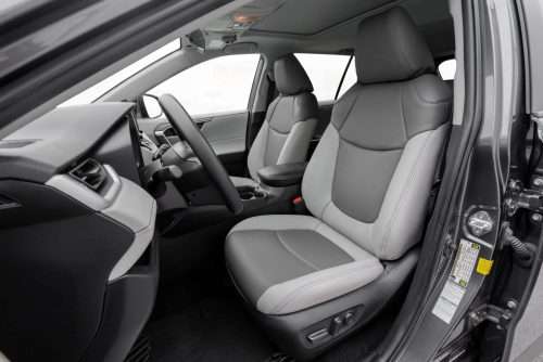 Custom Dove Grey and Light Grey leather seats installed in Toyota RAV4