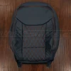 Blue leather backrest with Tangerine diamond stitching