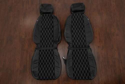 2007-2013 GMC Sierra Black Suded leather seat kit with double diamond