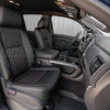 Passenger side view of installed diamond stitched leather seats for Nissan Titan
