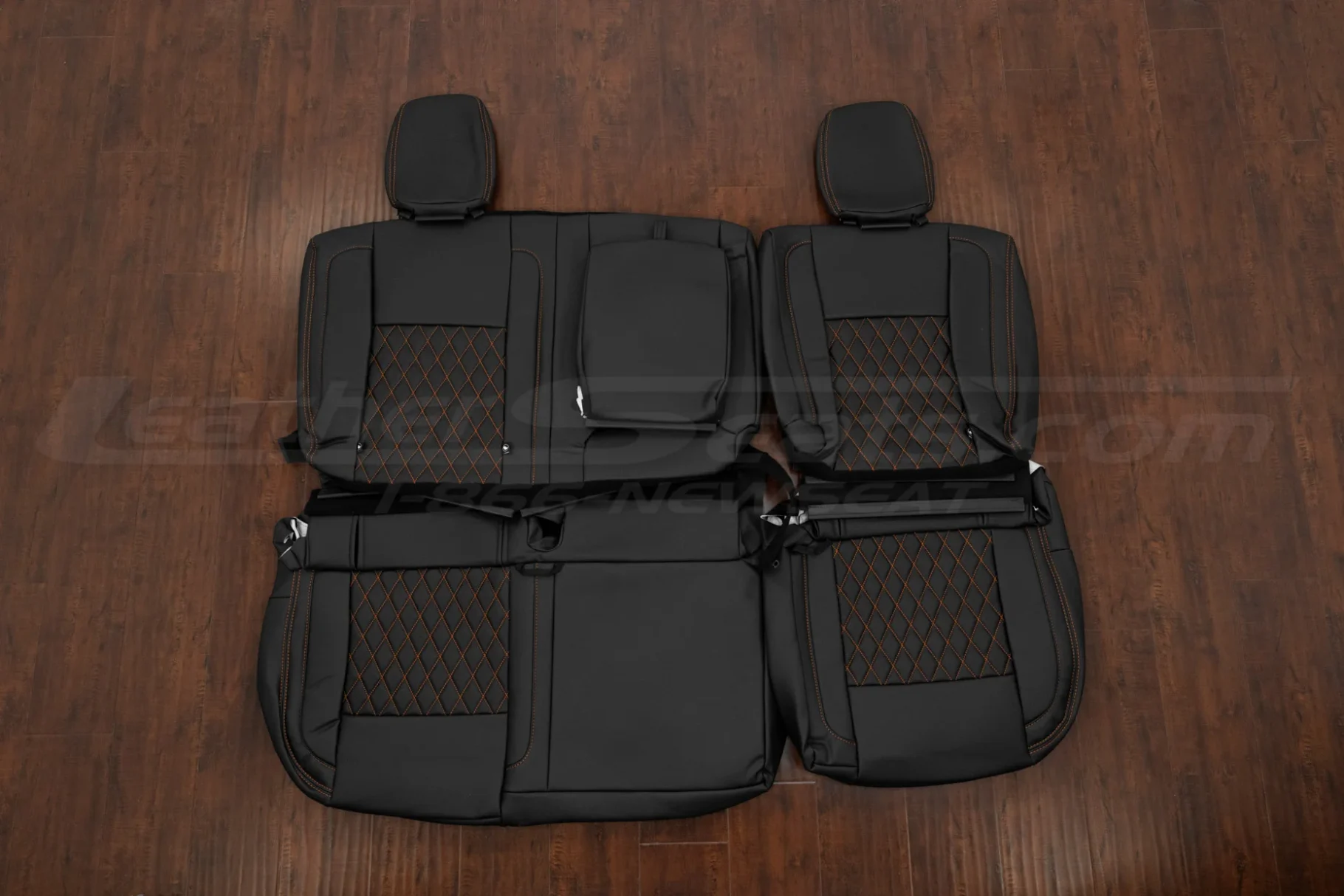 2016-2024 Nissan Titan rear seat leather covers in Black with Diamond stitching