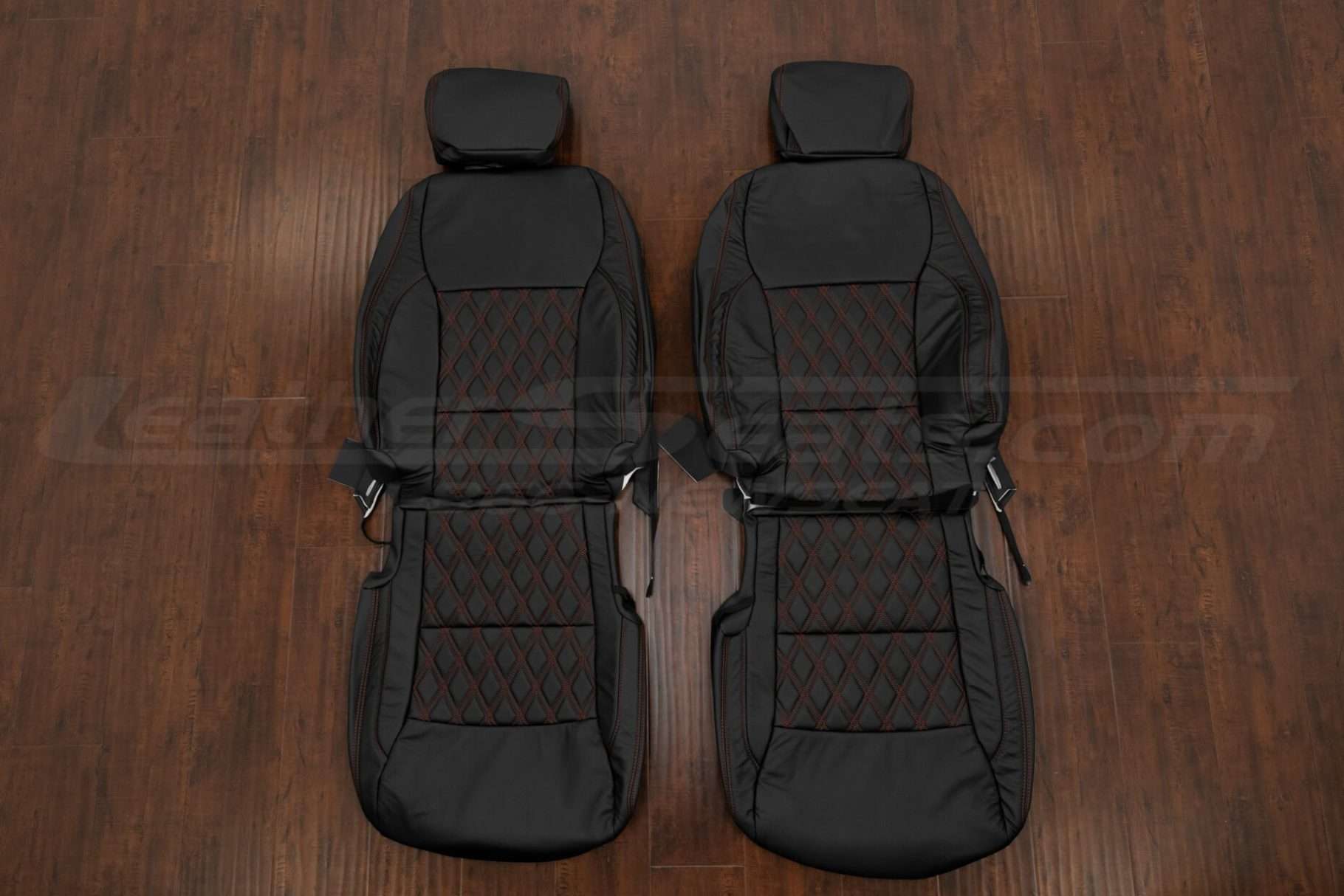 Aftermarket double-diamond CNC stitched custom leather seats for 2021-2026 Ford F-150