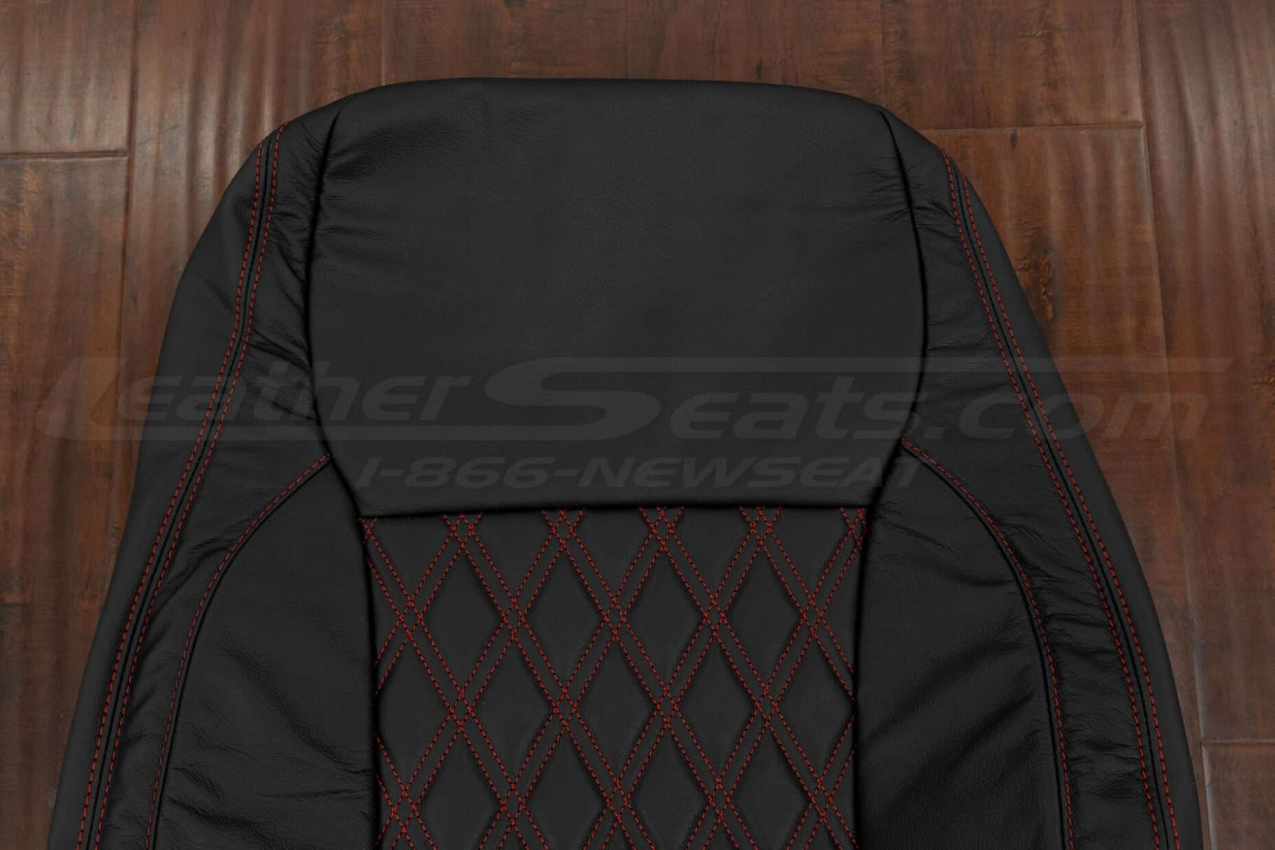 Upper section of double diamond quilted leather backrest