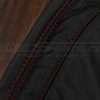 Contrast Red double-stitching on black leather