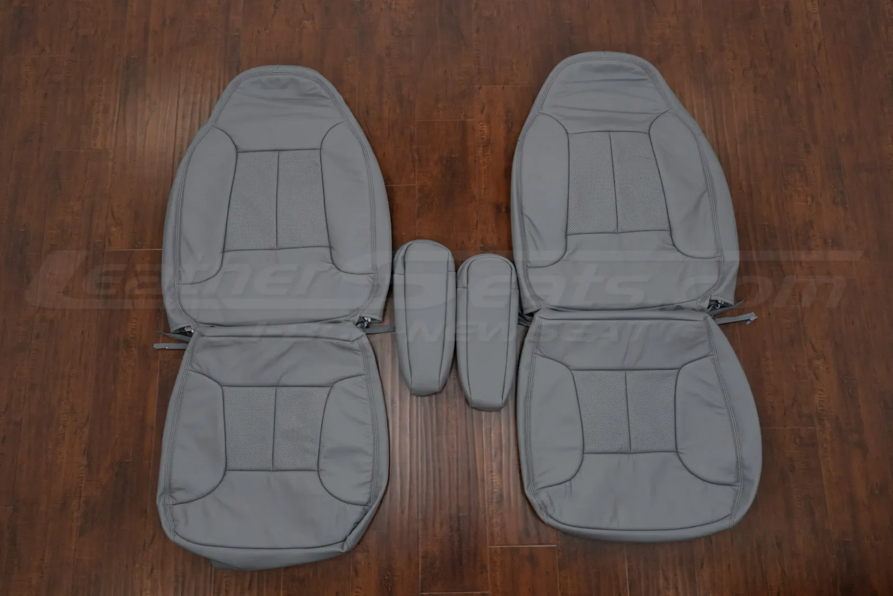 Ford Bronco OBS Crater Grey leather seat upholstery kit - front seat with upholstery