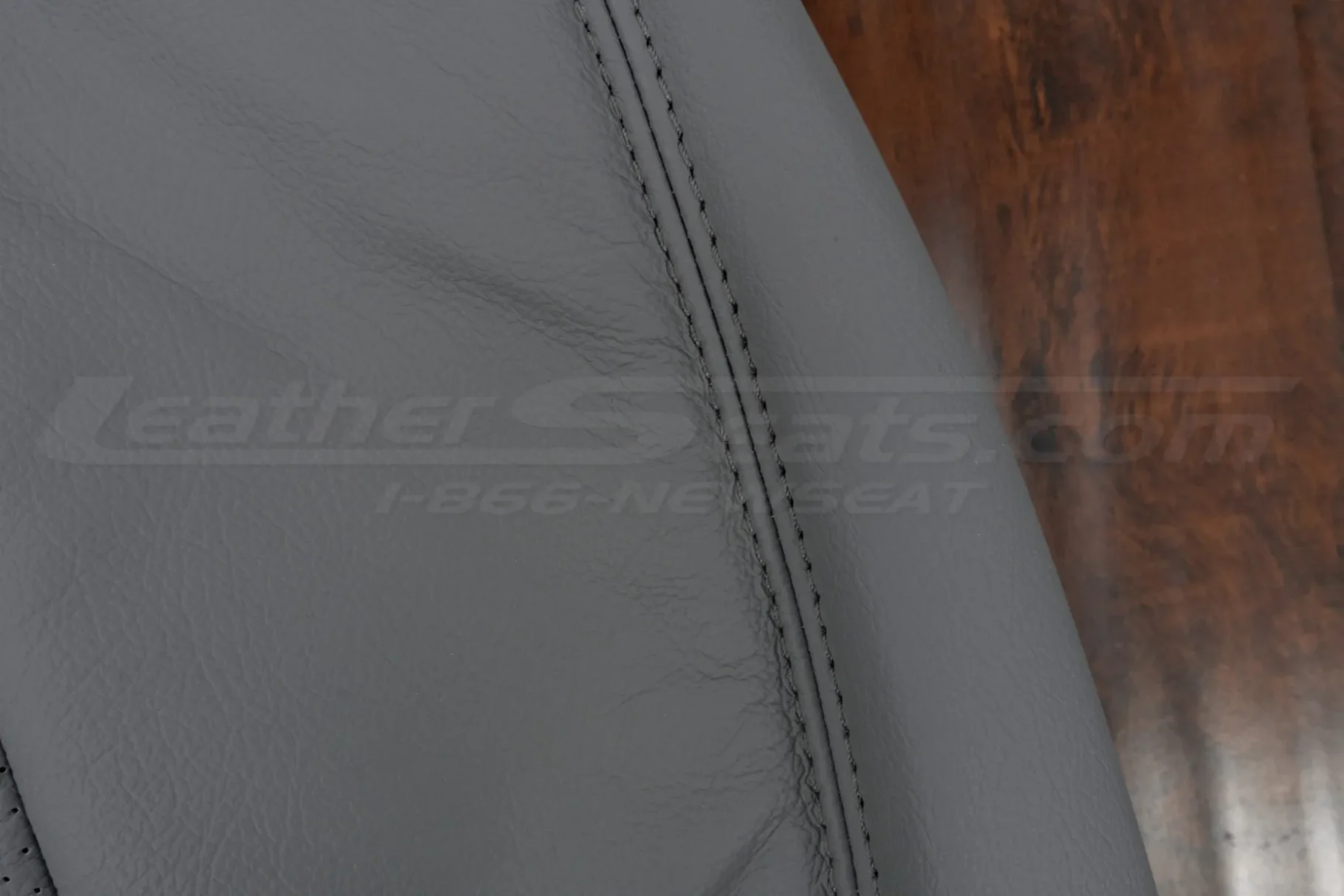 Matching Crater Grey stitching on Crater Grey leather