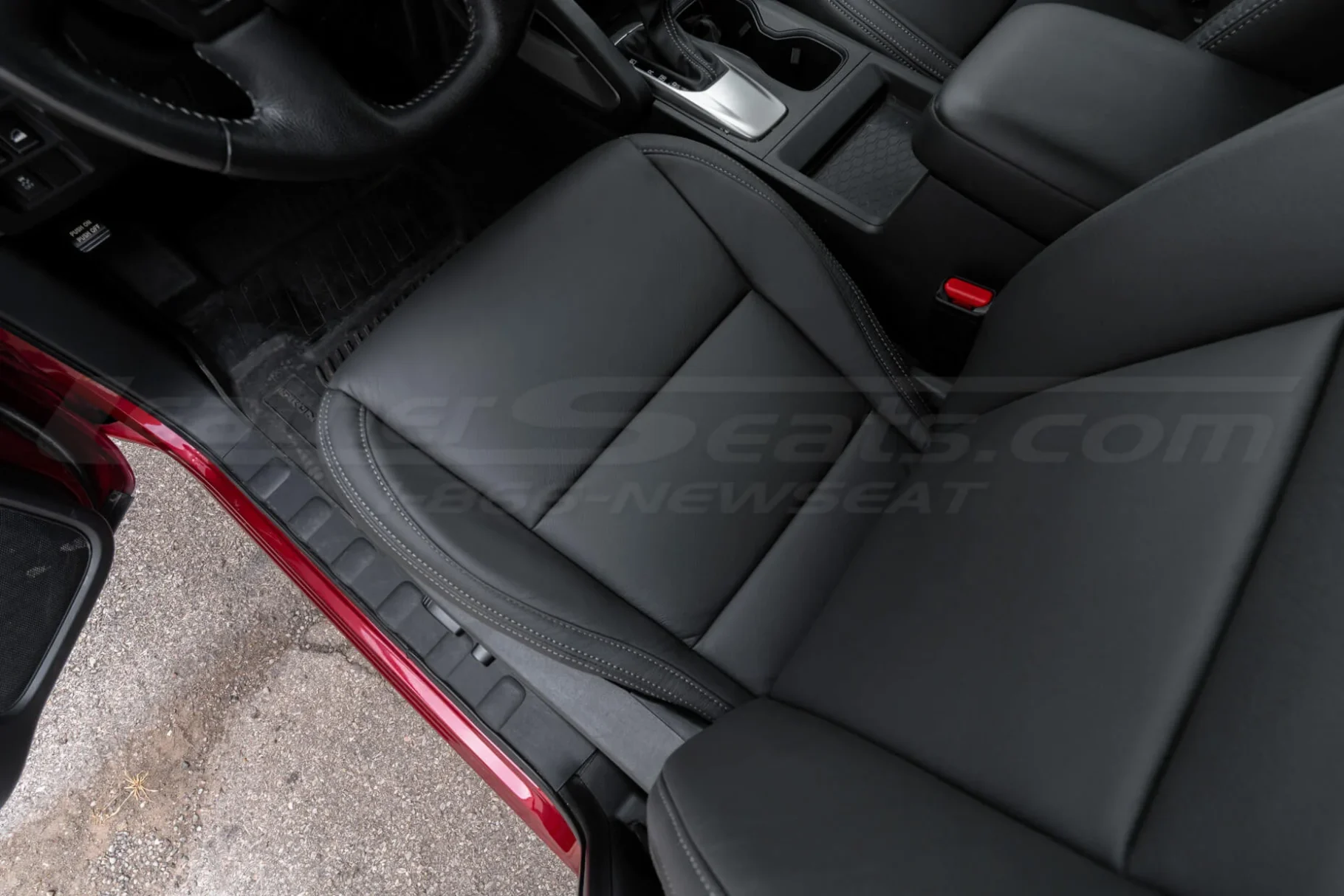 Dark Graphite leather seat cushion installed for nissan frontier